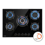 KLARSTEIN Placa de gas - KLARSTEIN Goldflame 5, 5 zonas, 70 cm, Negro