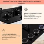 KLARSTEIN Placa de gas - KLARSTEIN Illuminosa 5, 5 zonas, 76 cm, Negro - Imagen 4