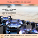 KLARSTEIN Placa de gas - KLARSTEIN Illuminosa 5, 5 zonas, 76 cm, Negro - Imagen 5