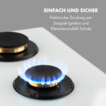 KLARSTEIN Placa de gas - KLARSTEIN Goldflame 5, 5 zonas, 70 cm, Blanco - Imagen 5