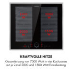 KLARSTEIN Placa de inducción - KLARSTEIN Delicatessa 60 Prime, 4 zonas, 59 cm, Negro / Plata Metálica - Imagen 4