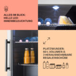 Nevera pequeña - KLARSTEIN Beersafe XL, Altura 630 mm, Acero Inoxidable - Imagen 4