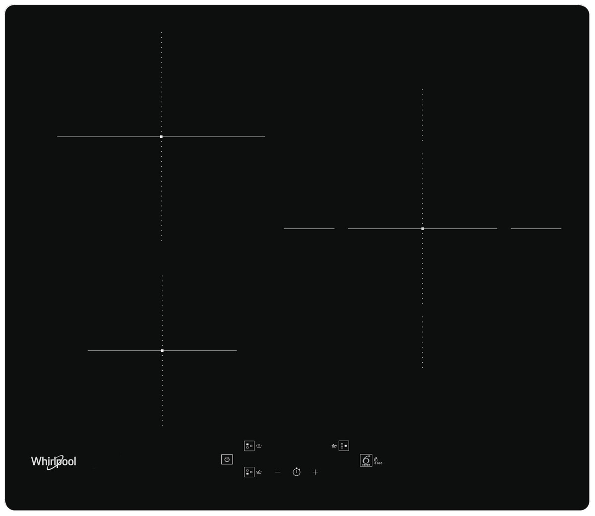 94570474_1 WHIRLPOOL Placa de vitrocerámica - WHIRLPOOL WS Q1160 NE, 3 zonas, 590 mm, Negro - Imagen 1