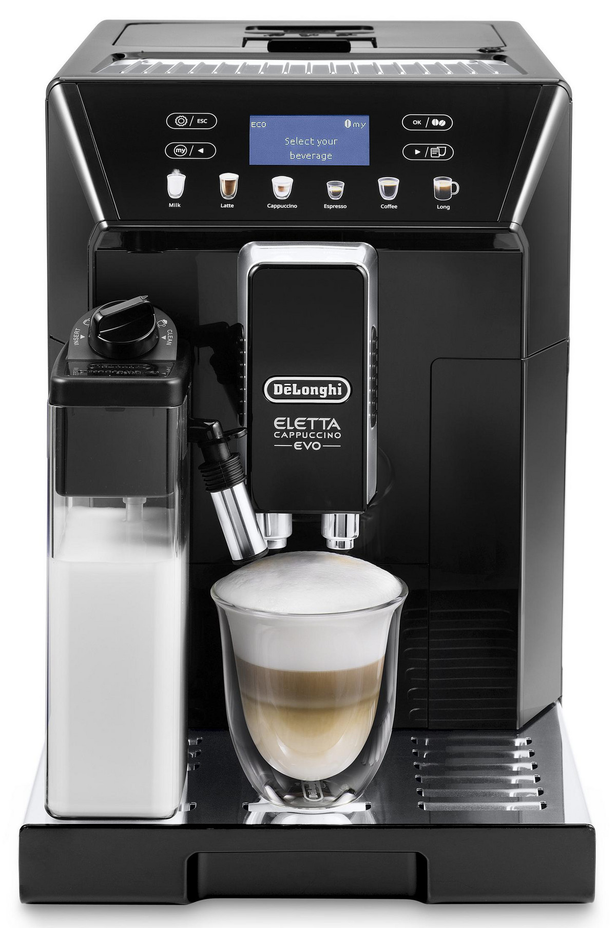 95185672_1 DE Cafetera superautomática - DE LONGHI DeLonghi Cafetera superautomática Eletta Cappuccino EVO ECAM46.860. B. 1.450 W, 15 bar, 1450 W, 0,6 ml, 2 taza - Imagen 1