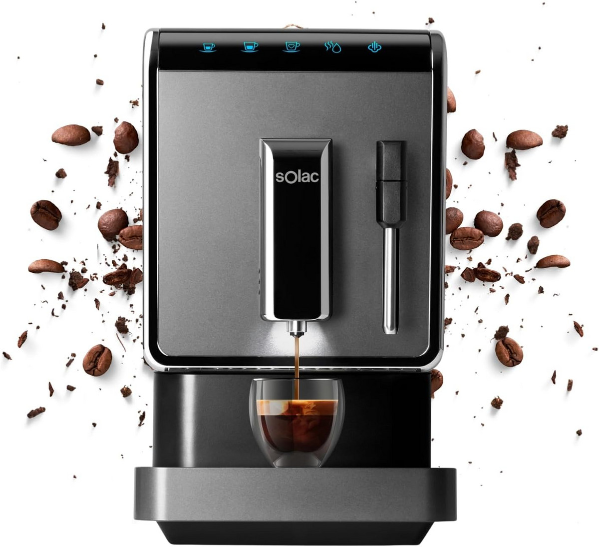 95631744_1 SOLAC Cafetera Espresso - SOLAC LA7617, 20 bar, 1470 W, 2 tazas, Plata Oscuro - Imagen 1