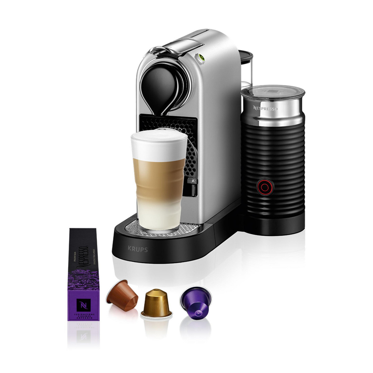 98985901_1 KRUPS Cafetera de cápsulas - KRUPS Nespresso Citiz & Milk XN761B, 19 bar, 1260 W, Plata - Imagen 1