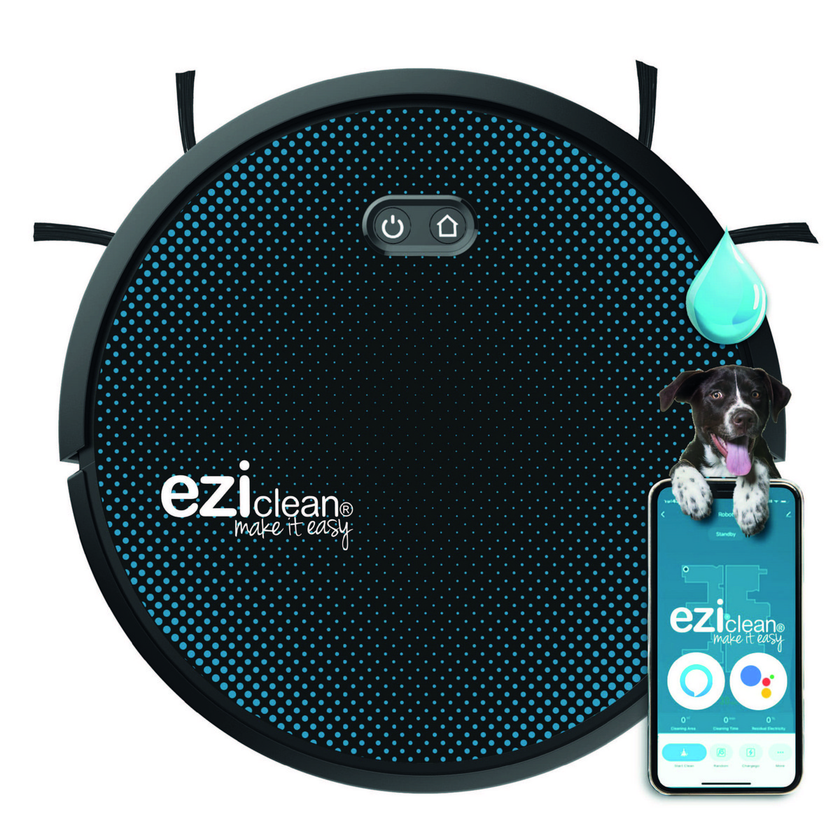 99893466_1 EZICLEAN Robot aspirador - EZICLEAN DPCD-EZI3760190145857, 220 V, Potencia de succión 4000 kPa, Depósito 0,6 l, Autonomía 120 min, Negro - Imagen 1